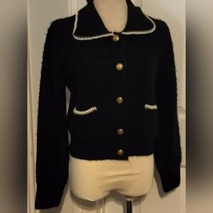 MNG Black with White Sweater Size M